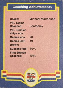 1986 Scanlens VFL #87 Michael Malthouse Back